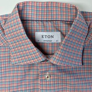 Men's Eton Shirt Size 39 • 15 1/2 in Classic Multicolored Plaid Pattern